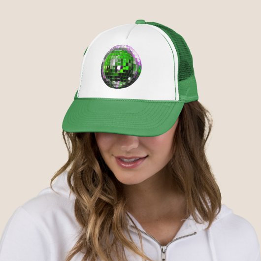 Casquette Boule Disco Metallic Vert (En situation)