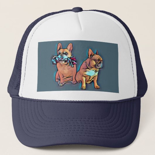 Casquette Bouledogue français joue avec plaisir (Devant)
