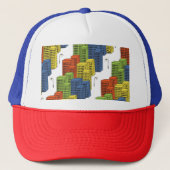 Casquette Bouteilles en verre, design Motif Abstrait. (Devant)