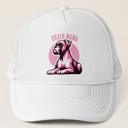 Casquette Boxer Mama : Joli Chien Rose Boxer Silhouette (Devant)
