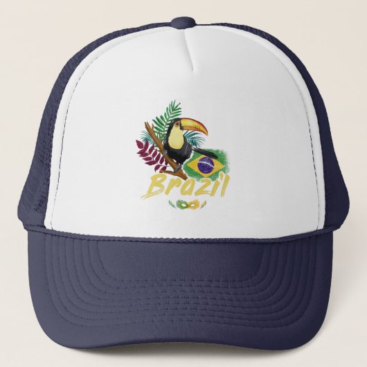Casquette Brésil Vintage Toucan Drapeau Samba Masque Souveni (Devant)