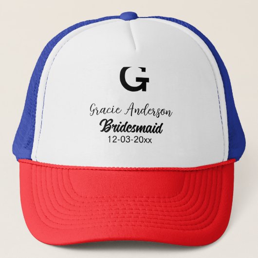 Casquette Bridesmaid ajouter nom monogramme simple minimal m (Devant)