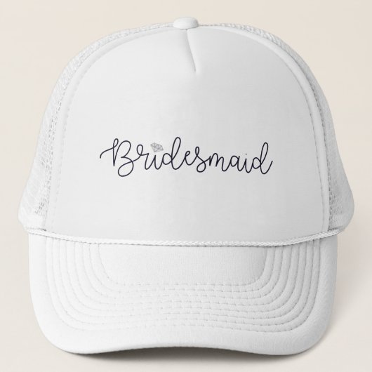 Casquette Bridesmaid Script moderne Diamant Bachelorette (Devant)
