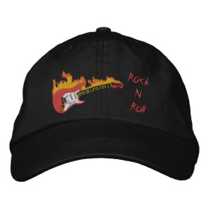 Casquette brodé à rouleaux de la guitare électriqu