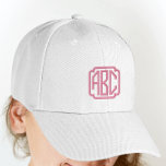 Casquette brodé rose chaud Monogramme sur Casquett<br><div class="desc">Ajoutez vos initiales à ce modèle de casquette monogrammé personnalisé. De nombreuses autres couleurs sont également disponibles.</div>