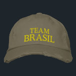 Casquette brodé Team Brasil<br><div class="desc">Montrez votre soutien à Brasil avec ce casquette brodé vert et or. Lit Team Brasil ou customisez avec votre propre texte.</div>