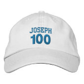 Casquette Brodée 100 Anniversaire Nom personnalisé Broderie BLUE V0 (Devant)