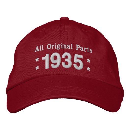Casquette Brodée 1935 ou toute année 80e anniversaire A02B ROUGE et (Devant)