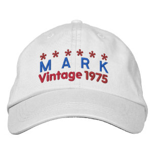 Casquette Brodée 40e anniversaire Vintage 1975 Six étoiles V02 BLAN