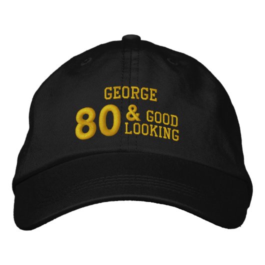 Casquette Brodée 80 Anniversaire bon look NOIR et OR W80E (Devant)