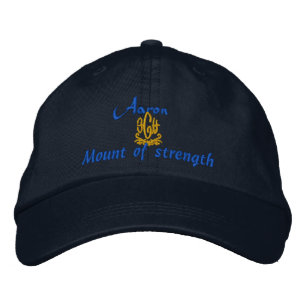 Casquette Brodée Aaron Nom Avec Hébreu Signifiant Marine