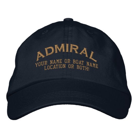 Casquette Brodée Admiral Custom Your Name Boat Local (Devant)