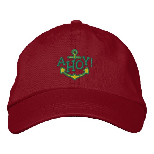 Casquette Brodée AHOY ! Broderie de voeux nautiques (Devant)