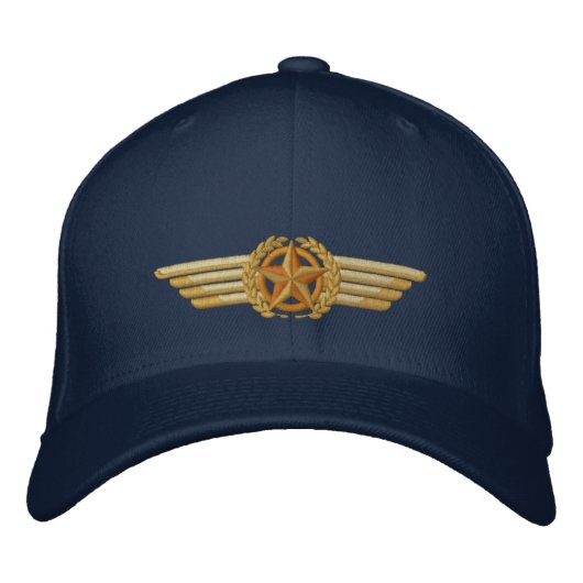 Casquette Brodée Ailes pilotes Star Laurels brodées en aviation (Devant)