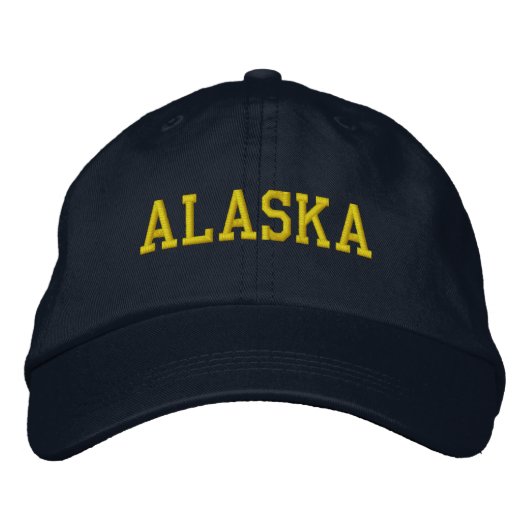 Casquette Brodée ALASKA Yellow Gold sur Navy Blue (Devant)