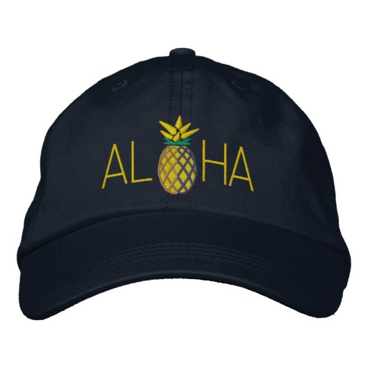 Casquette Brodée Aloha graphique de broderie d'ananas dessus (Devant)