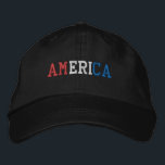 Casquette Brodée AMÉRIQUE Style Patriotique Rouge Blanc et Bleu<br><div class="desc">AMERICA Patriotic Flag Colors Rouge Blanc et Bleu brodés sur casquette classique en coton noir. Vous pouvez également choisir la couleur du casquette sur la page principale de l'article.</div>