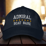 Casquette Brodée Amiral Nautique Votre Nom De Bateau Bleu<br><div class="desc">Nautical Blue Admiral Votre nom de bateau Casquette de baseball personnalisé</div>