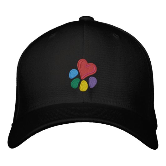 Casquette Brodée Amoureux des animaux_Paw_Coeur (w/ points saillant (Devant)