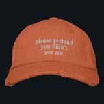 Casquette Brodée Amusant Introvert Mood Sassy Antisocial Humour Sna<br><div class="desc">Ce casquette de père orange rouille en détresse présente un texte brodé blanc qui reflète parfaitement l'humeur de quiconque essaie de passer inaperçu. Avec son ambiance vintage et son humour conscient de lui-même, c’est l’accessoire ultime pour les introvertis, les courses antisociales ou l’évitement des coureurs surprise. Idéal pour des jours...</div>