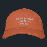 Casquette Brodée Amusant Introvert Mood Sassy Antisocial Humour Sna<br><div class="desc">Ce casquette de père orange rouille en détresse présente un texte brodé blanc qui reflète parfaitement l'humeur de quiconque essaie de passer inaperçu. Avec son ambiance vintage et son humour conscient de lui-même, c’est l’accessoire ultime pour les introvertis, les courses antisociales ou l’évitement des coureurs surprise. Idéal pour des jours...</div>