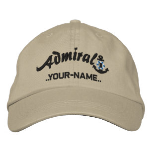 Casquette Brodée Ancre de sauvetage personnalisée Admiral nom noir