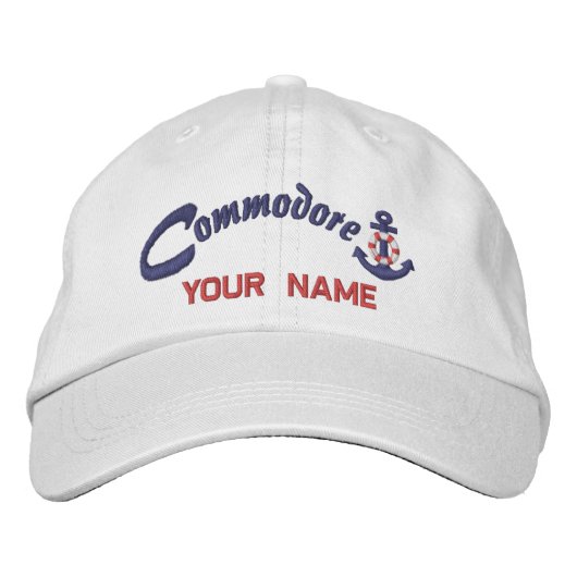 Casquette Brodée Ancre de sauveteur Commodore personnalisée Votre n (Devant)