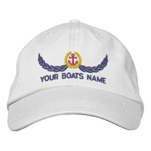 Casquette Brodée Ancre et nom de bateaux capitaines de voile