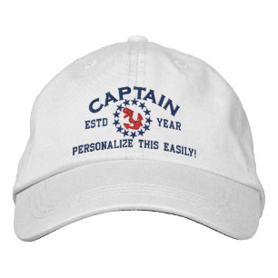 Casquette Brodée ANNÉE et noms personnalisés Capitaine Yacht Drapea