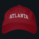 Casquette Brodée Atlanta White et Red<br><div class="desc">Atlanta brodé blanc sur casquette de coton rouge. Fait un cadeau merveilleux pour tous ceux qui aiment Atlanta GA! Si vous préférez avoir votre texte personnel, il vous suffit de cliquer sur le bouton "Personnaliser ce modèle" pour entrer votre choix de texte personnalisé. La broderie est également personnalisable à d'autres...</div>
