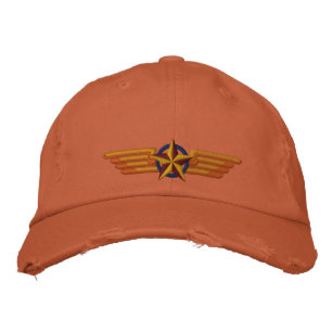 Casquette Brodée Aviation Embroidered Star Badge Pilot Wings