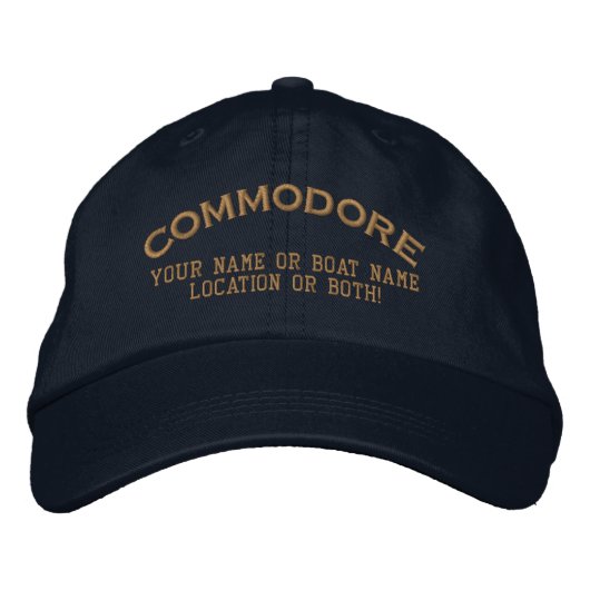 Casquette Brodée Bateau Commodore Personnalisé Votre Nom Local (Devant)