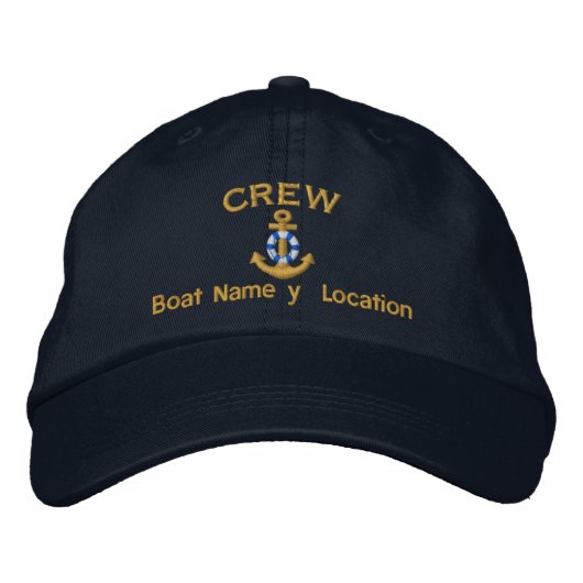 Casquette Brodée Boat Crew Votre nom de bateau Votre nom (Devant)