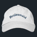 Casquette Brodée Bridesmaid Wedding<br><div class="desc">Bridesmaid mignon casquette de baseball brodé. Parfait pour toutes vos fonctions et événements mariages. Cliquez sur Personnaliser pour modifier la couleur de la police. J'ai des casquettes disponibles dans mon magasin pour chaque membre de votre mariage. Visitez Smilin' Eyes Treasures pour plus d'invitations de mariage et de mariage, de cartes...</div>