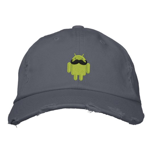 Casquette Brodée Broderie Android Robot Mustache (Devant)