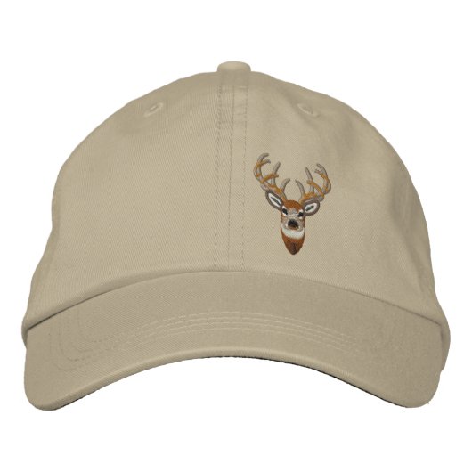Casquette Brodée Broderie Buck Buck de cerf blanc (Devant)