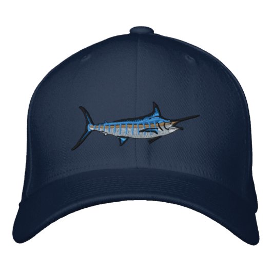 Casquette Brodée Broderie de Marlin bleu de pêche sportive (Devant)