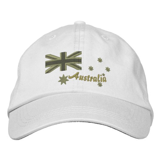 Casquette Brodée Broderie du drapeau australien Kaki (Devant)