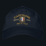 Casquette Brodée Broderie nautique du capitaine français personnali<br><div class="desc">Un classique croisé ancre le style nautique avec un drapeau français appliqué,  un casquette personnalisé brodé pour un capitaine français d'occasions spéciales. Utilisez le lien "Demandez à ce concepteur" pour nous contacter avec vos demandes de design spécial ou pour obtenir de l'aide pour répondre à vos besoins de personnalisation.</div>