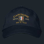 Casquette Brodée Broderie nautique du capitaine français personnali<br><div class="desc">Un classique croisé ancre le style nautique avec un drapeau français appliqué,  un casquette personnalisé brodé pour un capitaine français d'occasions spéciales. Utilisez le lien "Demandez à ce concepteur" pour nous contacter avec vos demandes de design spécial ou pour obtenir de l'aide pour répondre à vos besoins de personnalisation.</div>