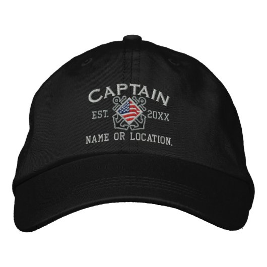 Casquette Brodée Broderie nautique personnalisée du capitaine améri (Devant)