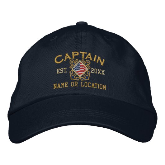 Casquette Brodée Broderie nautique personnalisée du capitaine améri (Devant)