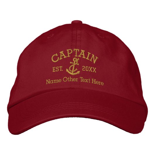 Casquette Brodée Capitaine Avec Ancre Personnalisée (Devant)