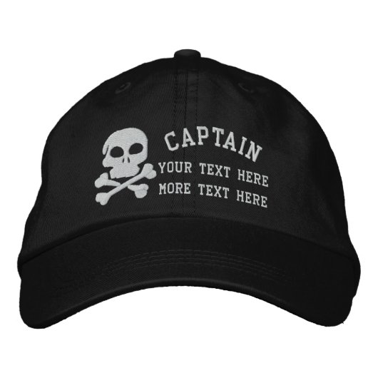 Casquette Brodée Capitaine Avec Crâne Et Os Croisés personnalisable (Devant)