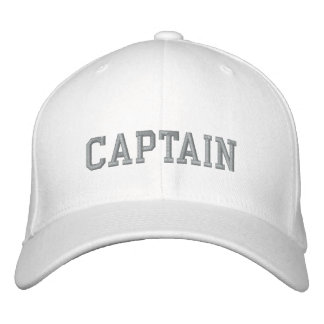 Casquette Brodée Capitaine en gris sur sport blanc brodé casquette|