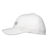 Casquette Brodée Capitaine en gris sur sport blanc brodé casquette| (Gauche)