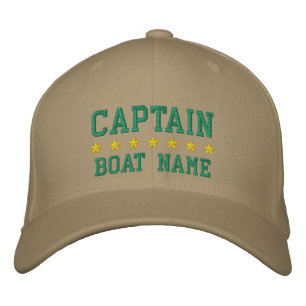 Casquette Brodée Capitaine nautique Khaki Votre nom de bateau