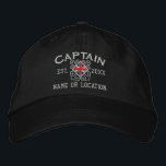 Casquette Brodée Capitaine Union Jack personnalisée Nautique<br><div class="desc">Un style nautique classique à ancres croisées avec un drapeau britannique appliqué,  un casquette personnalisé brodé pour un capitaine d'occasions spéciales. Utilisez le lien "Demandez à ce concepteur" pour nous contacter avec vos demandes de design spécial ou pour obtenir de l'aide pour répondre à vos besoins de personnalisation.</div>