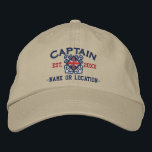Casquette Brodée Capitaine Union Jack personnalisée Nautique<br><div class="desc">Un style nautique classique à ancres croisées avec un drapeau britannique appliqué,  un casquette personnalisé brodé pour un capitaine d'occasions spéciales. Utilisez le lien "Demandez à ce concepteur" pour nous contacter avec vos demandes de design spécial ou pour obtenir de l'aide pour répondre à vos besoins de personnalisation.</div>