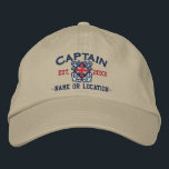 Casquette Brodée Capitaine Union Jack personnalisée Nautique<br><div class="desc">Un style nautique classique à ancres croisées avec un drapeau britannique appliqué,  un casquette personnalisé brodé pour un capitaine d'occasions spéciales. Utilisez le lien "Demandez à ce concepteur" pour nous contacter avec vos demandes de design spécial ou pour obtenir de l'aide pour répondre à vos besoins de personnalisation.</div>